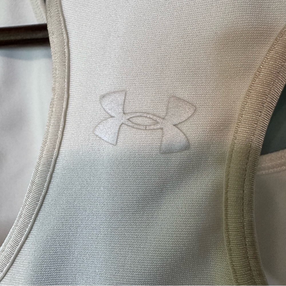 Under Armour Compression Racerback Sports Bra - White/Grey - Size Medium - Picture 7 of 12